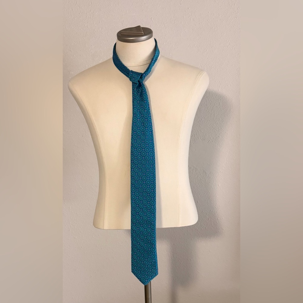 Robert Talbott Estate Teal Micro-Pattern 100% Silk Tie 59”